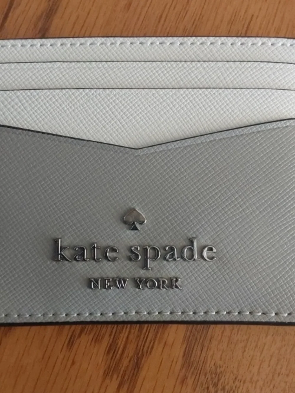 Kate Spade New York Two-Tone Leather Card Holder - Light Gray & White
